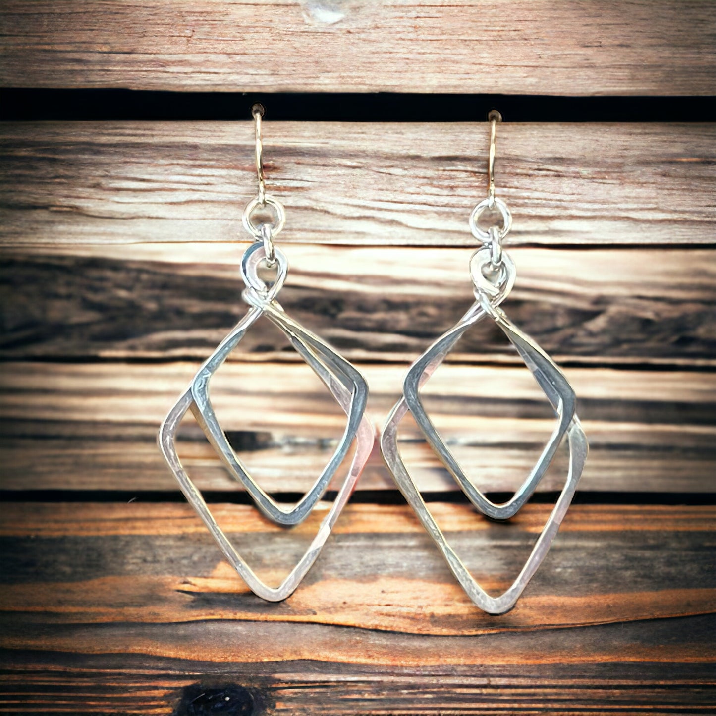 Aluminum Double Triangle Earrings