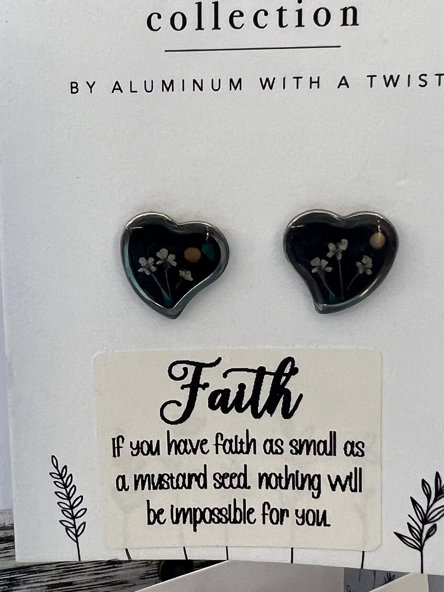 FAITH Heart Stud Earrings and