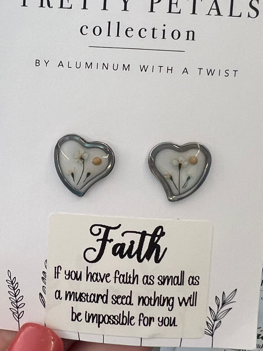 FAITH Heart Stud Earrings and
